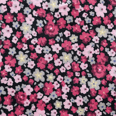 100% Cotton Poplin - Ditsy Florals Pink and Black