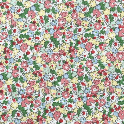 100% Cotton Poplin - Ditsy Florals Yellow Pink Green