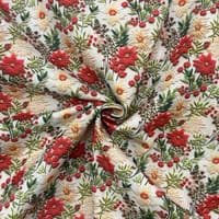 3D Christmas Flowers - Digitally Printed Polycotton Fabric