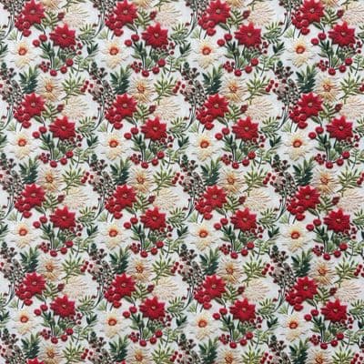 3D Christmas Flowers - Digitally Printed Polycotton Fabric