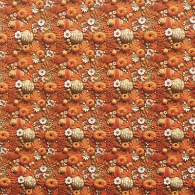 3D Pumpkin Meadow - Digitally Printed Polycotton Fabric