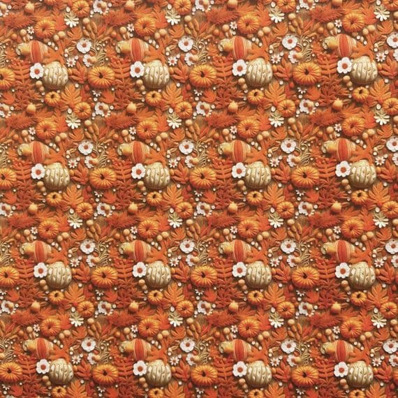 3D Pumpkin Meadow - Digitally Printed Polycotton Fabric