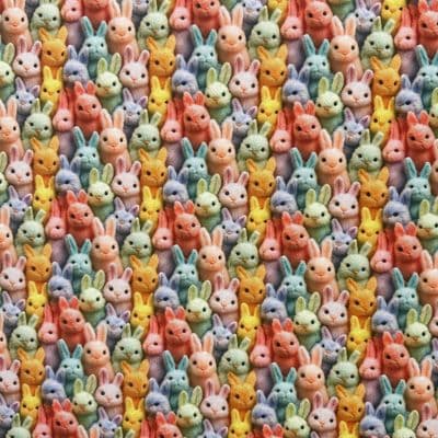 3D Rabbits - Digitally Printed Polycotton Fabric