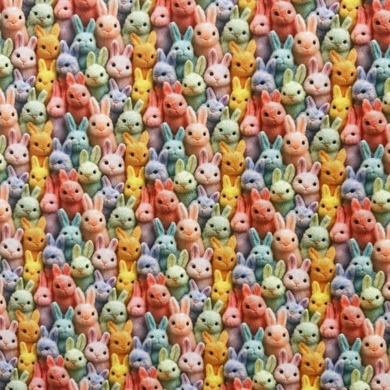 3D Rabbits - Digitally Printed Polycotton Fabric