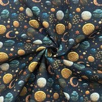 3D Solar System - Digitally Printed Polycotton Fabric