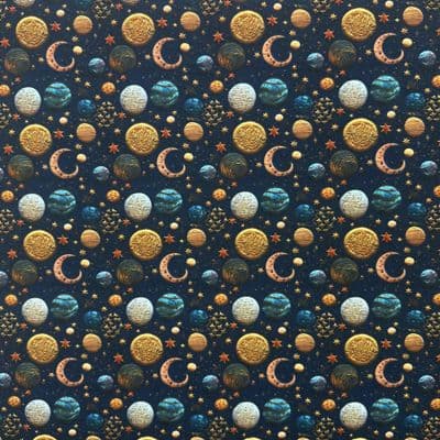 3D Solar System - Digitally Printed Polycotton Fabric