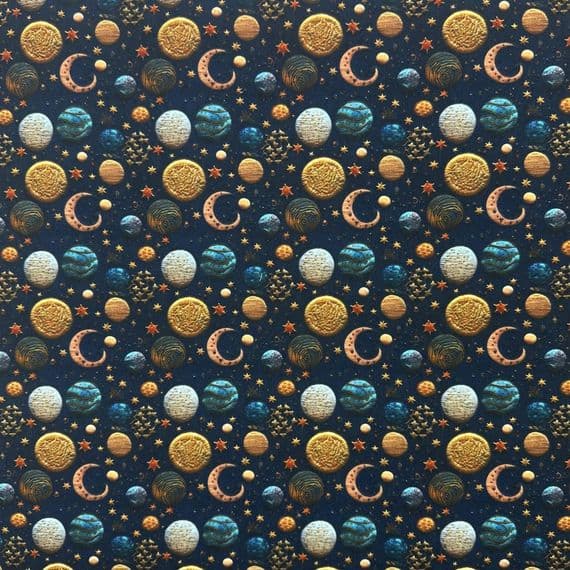 3D Solar System - Digitally Printed Polycotton Fabric
