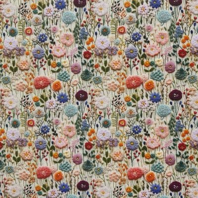 3D Spring Flowers - Digitally Printed Polycotton Fabric