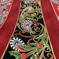 Abstract, Holly and Gold Christmas Pattern - 100% Cotton Fabric