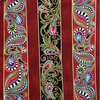 Abstract, Holly and Gold Christmas Pattern - 100% Cotton Fabric