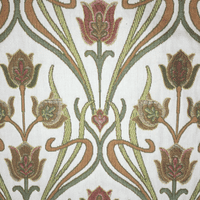 Aquila Warm Tulips on Cream - Cotton Mix Tapestry Fabric