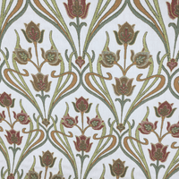 Aquila Warm Tulips on Cream - Cotton Mix Tapestry Fabric