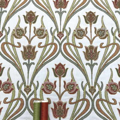 Aquila Warm Tulips on Cream - Cotton Mix Tapestry Fabric