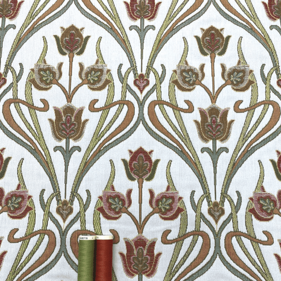 Aquila Warm Tulips on Cream - Cotton Mix Tapestry Fabric