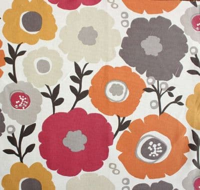 Autumn Flowers  - Curtain Soft Furnishings Cotton Fabric  - Mimi Auburn