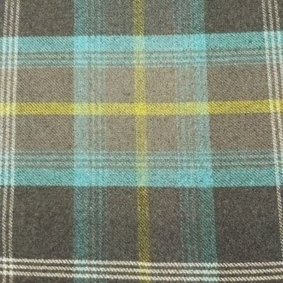 Balmoral Azure Tweed Check Curtains Upholstery Polyester Cotton Fabric - Turquoise Grey