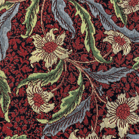 Beaujolais Red Gold Floral - Cotton Mix Tapestry Fabric