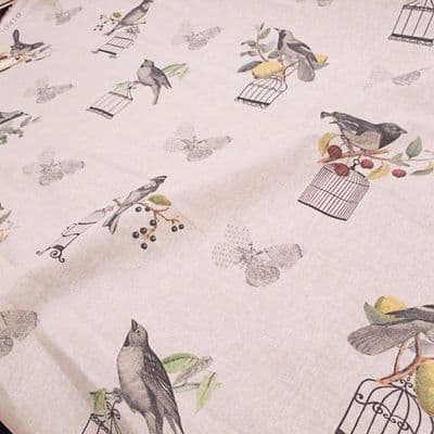 Birds 'Zen Freedom' - Curtains Soft Furnishings Cotton Fabric  - Natural