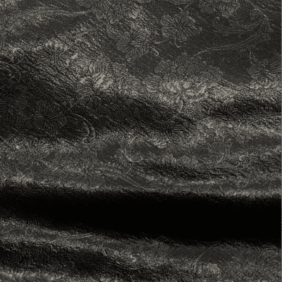 Black Flower Imprinted Satin Polyester Dress Fabric