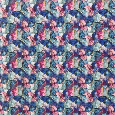 Blue Marble Batik Butterflies - Digitally Printed Polycotton Fabric