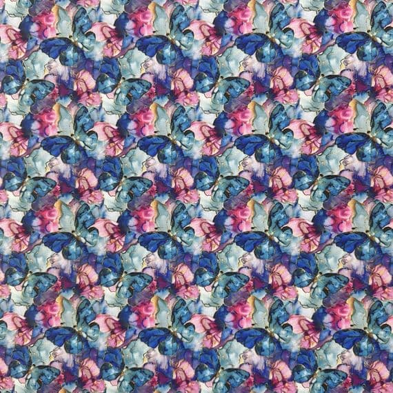 Blue Marble Batik Butterflies - Digitally Printed Polycotton Fabric