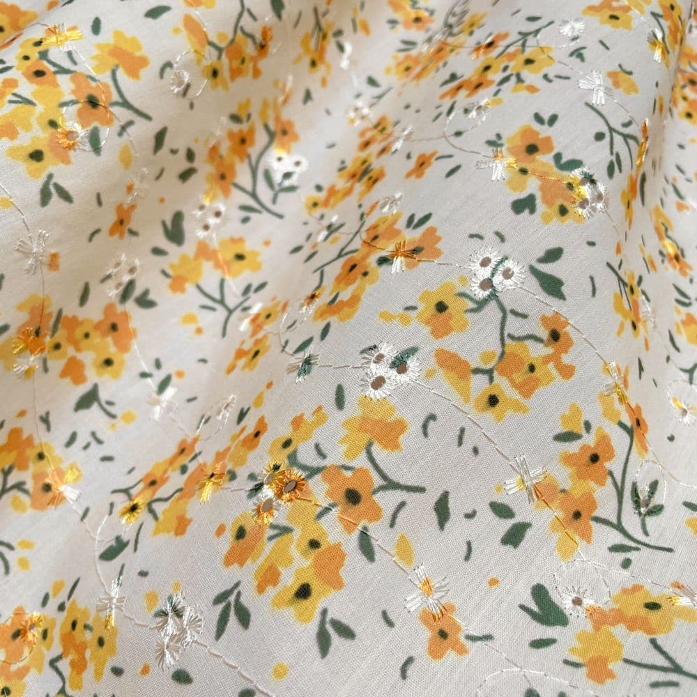 Broderie Anglaise Frill Singlet Yellow