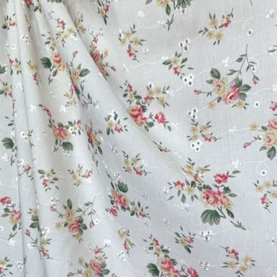 Broderie Anglaise: Roses on white