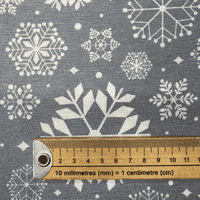 Christmas Cotton Canvas Snowflakes on Grey
