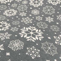 Christmas Cotton Canvas Snowflakes on Grey