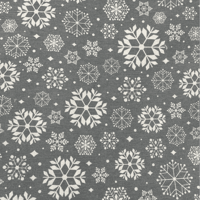 Christmas Cotton Canvas Snowflakes on Grey