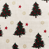 Christmas Trees with Gold Snowflakes  - 100% Cotton Printed Fabric