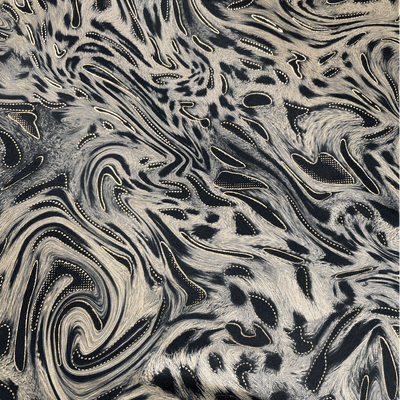 Cool Gold Animal Print Stretch Polyester Velvet