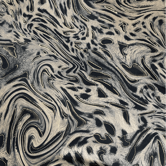 Cool Gold Animal Print Stretch Polyester Velvet
