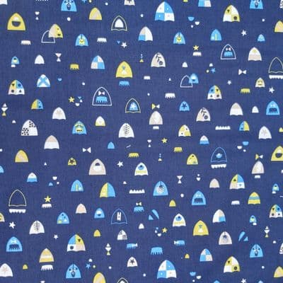 Dashwood  Roaring Good Yarn  - Dress Craft Cotton Fabric  -Shields - Blue
