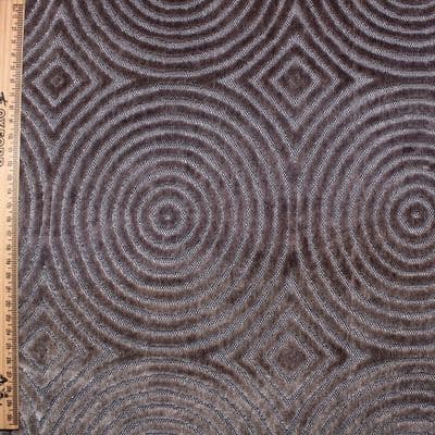 Devore Velvet Upholstery Fabric - Grey Circles