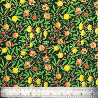 Dressmaking Craft Fabric - 100% Cotton - Pomegranate Black Background