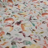 Floral - Curtains Soft Furnishings Cotton Linen Fabric  - Colourful On Natural