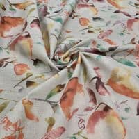 Floral - Curtains Soft Furnishings Cotton Linen Fabric  - Colourful On Natural