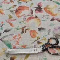 Floral - Curtains Soft Furnishings Cotton Linen Fabric  - Colourful On Natural
