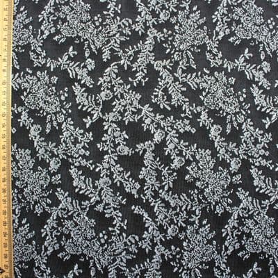 Floral Scuba 4 Way Stretch Jersey Dress Fabric - Black White