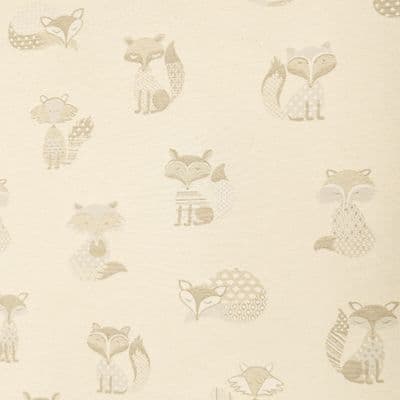 Foxes  - Curtains Soft Furnishings Cotton Canvas Fabric  - Natural