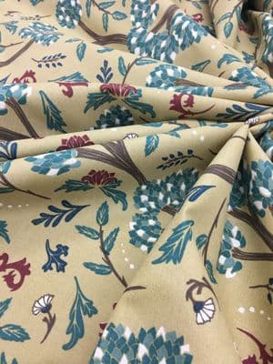 Full Branches in Multi-Colour on Warm Beige Background: Craft, Curtaining and Soft Furnishings