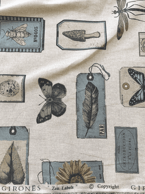 Girones 'Zen Labels' - Curtains Soft Furnishings Cotton Fabric - Natural