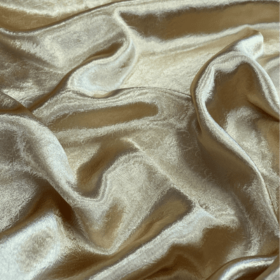 Gold Flower Imprinted Satin Polyester Dress Fabric