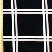 Graph Check Ponte Roma  Polyester Jersey Dress Fabric -  White Grey Black