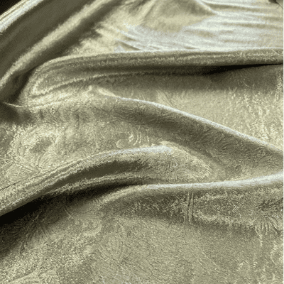 Green Flower Imprinted Satin Polyester Dress Fabric