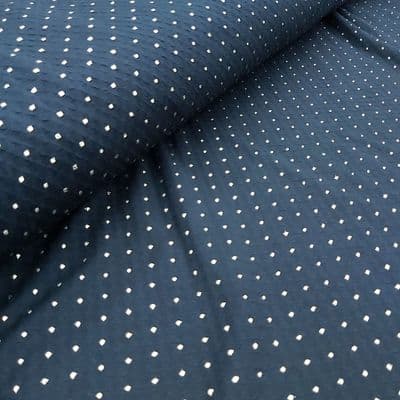 Jersey - Dress Polyester Fabric - Black with Gold Squares