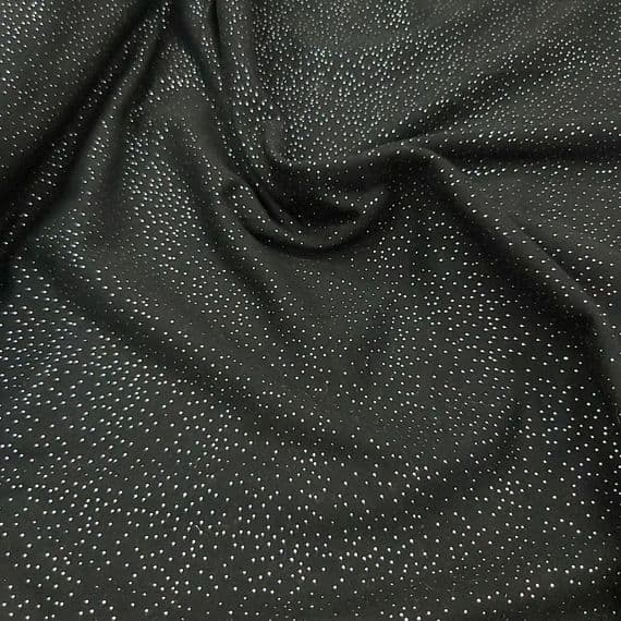 Jersey Polyester Dress Fabric - Black with Gold Spots