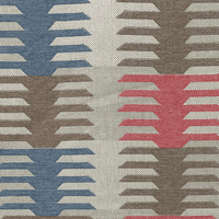 Kalim Red Blue Neutral - Cotton Mix Tapestry Fabric