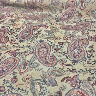 Large Paisley Print Dark Tan - Cotton Mix Tapestry Fabric